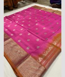 pink colour venkatagiri pattu sarees with All oer Buttas design