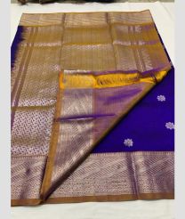 blue and silver colour venkatagiri pattu sarees with All oer Buttas design