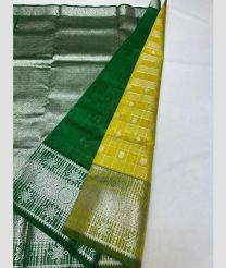 olive green and silver colour venkatagiri pattu sarees with All over design