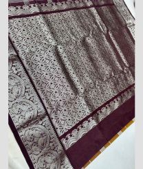 silver and purple colour venkatagiri pattu sarees with All over design