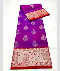 purple and silver colour venkatagiri pattu sarees with All over design