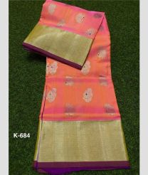 coral colour venkatagiri pattu sarees with Kaddy Border design