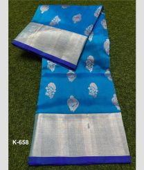 blue colour venkatagiri pattu sarees with Kaddy Border design