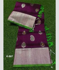 purple colour venkatagiri pattu sarees with Kaddy Border design