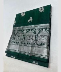 green and silver colour venkatagiri pattu sarees with All over design
