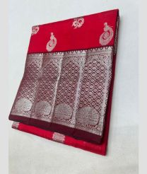 magenata red colour venkatagiri pattu sarees with All over design