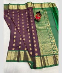 purple and brown colour venkatagiri pattu sarees with All over design