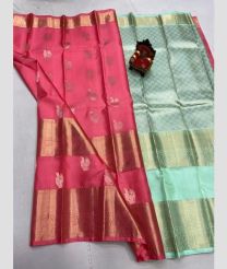 cyan blue and magenta colour venkatagiri pattu sarees with All over design