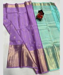 purple and cyan blue colour venkatagiri pattu sarees with All over design
