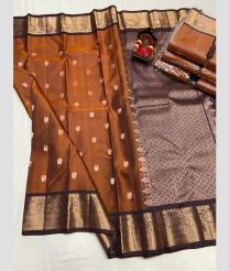 brown colour venkatagiri pattu sarees with All over design