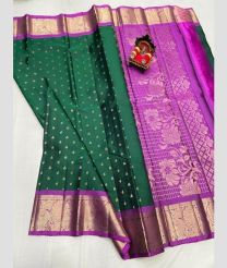 green and purple colour venkatagiri pattu sarees with All over design
