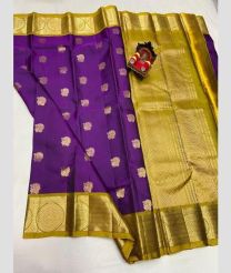 purple and olive colour venkatagiri pattu sarees with All over design