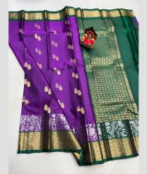 purple and green colour venkatagiri pattu sarees with All over design