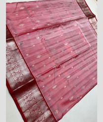 coral colour venkatagiri pattu sarees with All over design