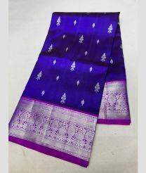 blue and silver colour venkatagiri pattu sarees with All over design