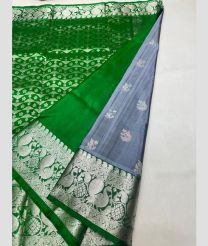 green and gray colour venkatagiri pattu sarees with All over design