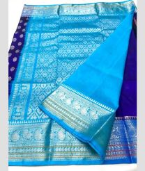 blue and cyan blue colour venkatagiri pattu sarees with All over design