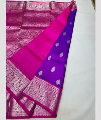 silver and purple colour venkatagiri pattu sarees with All over Buttas design