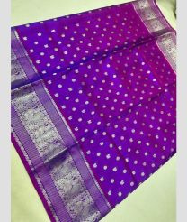 purple and silver colour venkatagiri pattu sarees with All over Buttas design