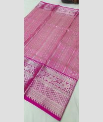 silver and pink colour venkatagiri pattu sarees with All over Buttas design