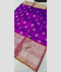 purple and silver colour venkatagiri pattu sarees with All over Buttas design