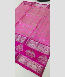 pink colour venkatagiri pattu sarees with All over Buttas design