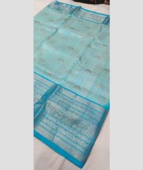 blue colour venkatagiri pattu sarees with All over Buttas design