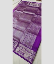 purple and silver colour venkatagiri pattu sarees with All over Buttas design