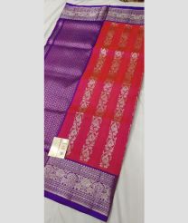 purple and magenta colour venkatagiri pattu sarees with All over Buttas design