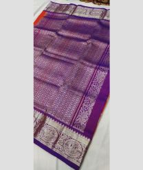 silver and purple colour venkatagiri pattu sarees with All over Buttas design