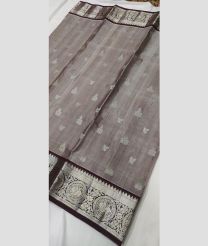 gray colour venkatagiri pattu sarees with All over Buttas design