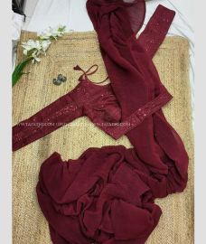 Maroon Colour silk sarees with Plain Design-SILK0000681