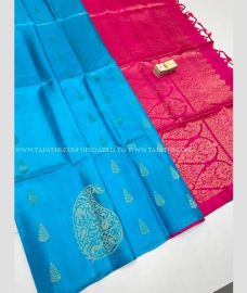Blue and Pink color soft silk kanchipuram sarees with All over Jari Design-KASS0000174