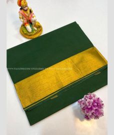 Pine Green and Golden color kuppadam pattu sarees with jari border design -KUPP0097411
