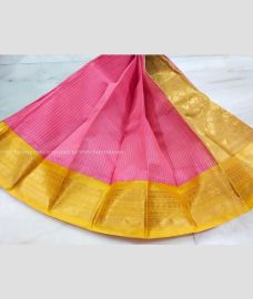 Rose Pink and Yellow color gadwal cotton sarees with all over checks design -GAWT0000413