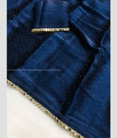 Navy Blue color silk sarees with all over stone work design -SILK0018193