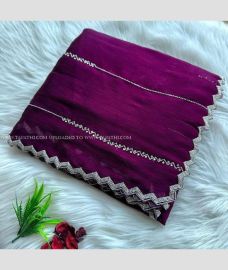 Magenta color silk sarees with all over diamond work design -SILK0018177