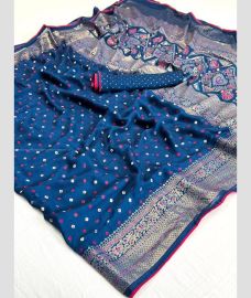 Blue and Pink color Georgette sarees with all over foil printed design -GEOS0024495