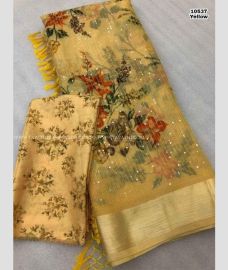 Yellow and Red color Chiffon sarees with embriodary saree design -CHIF0000110