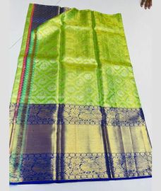 Parrot Green and Navy Blue color kanchi Lehengas with Jari Border Design-KAPL0000063
