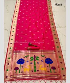 Pink color paithani sarees with all over meenakari buttas design -PTNS0005351