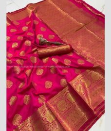 Rani Pink colour Banarasi sarees with Jari Border Design-BANS0000727