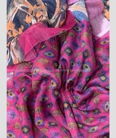 Pink and Yellow color linen sarees with printed design saree -LINS0000840