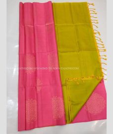 Rani Pink and Mehndi Green color soft silk kanchipuram sarees with All over Buttas Design-KASS0000355