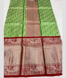 Leafy Green and Maroon color kanchi Lehengas with Jari Border Design-KAPL0000247