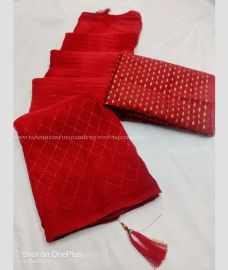 Red colour saree Georgette sarees with Plain Design-GEOS0006033