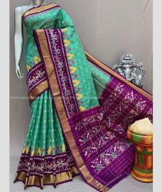 Aquamarine and Magenta color Ikkat Lehengas with all over pochampally ikkat design -IKPL0028837