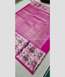 Red and Pink color venkatagiri pattu handloom saree with all over small buties design -VAGP0000387