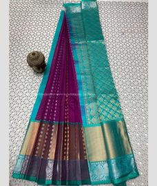 Magenta and Blue Turquoise color mangalagiri pattu sarees with all over buttas design -MAGP0027267
