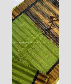 Green and Black color gadwal sico handloom saree with Kaddy Border Design-GAWI0000427